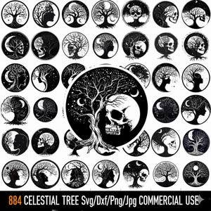 Celestial Tree of Life Bundle | Moon Woman Clipart | Mystical SVG PNG | Cricut Sublimation Files | Boho Spiritual Art | Commercial Use