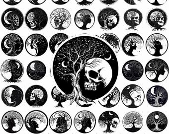 Celestial Tree of Life Bundle | Moon Woman Clipart | Mystical SVG PNG | Cricut Sublimation Files | Boho Spiritual Art | Commercial Use