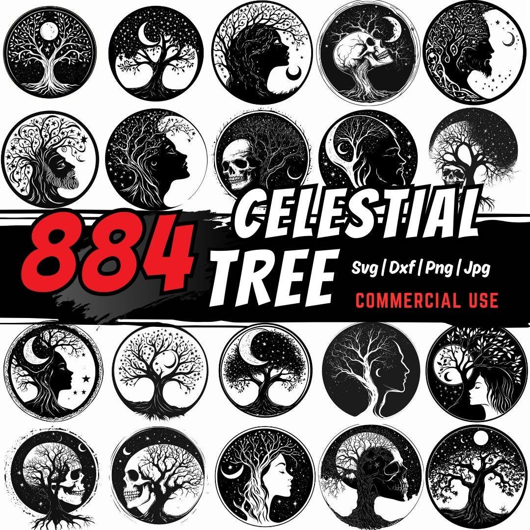 Celestial Tree SVG Bundle: Moon, Woman & Tree of Life Clipart for Cricut (Digital Download)