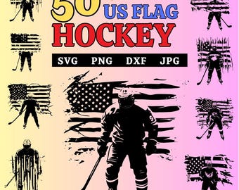 US Flag Hockey Player Bundle | Patriotic Sports Clipart | Athlete SVG PNG Cricut Sublimation Designs | American Pride Art | Digital Download
