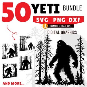 Yeti SVG Bundle: Bigfoot & Sasquatch Forest Silhouette Designs for Cricut (Digital Download)