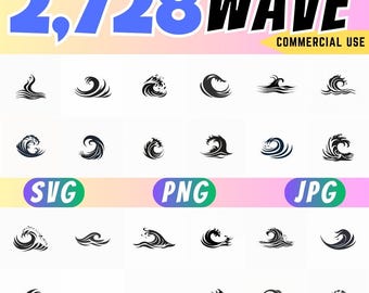 Ocean Wave Bundle | Sea Silhouette Clipart | Nautical SVG PNG | Cricut Sublimation Craft Files | Coastal Ocean Art | Commercial Download