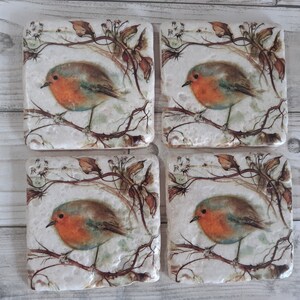 Rustic Robins Stone Coaster Set of 4 Tea Coffee Beer Coasters USA and Australia Economy shipping eta up to 42 days