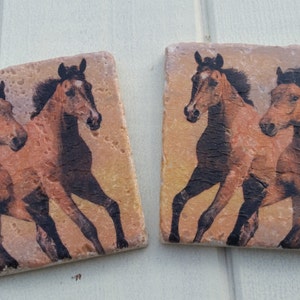 Horse Set of 4 Natural Stone Coasters image 2