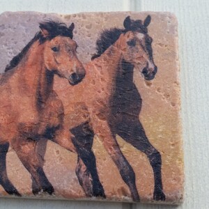 Horse Set of 4 Natural Stone Coasters image 3
