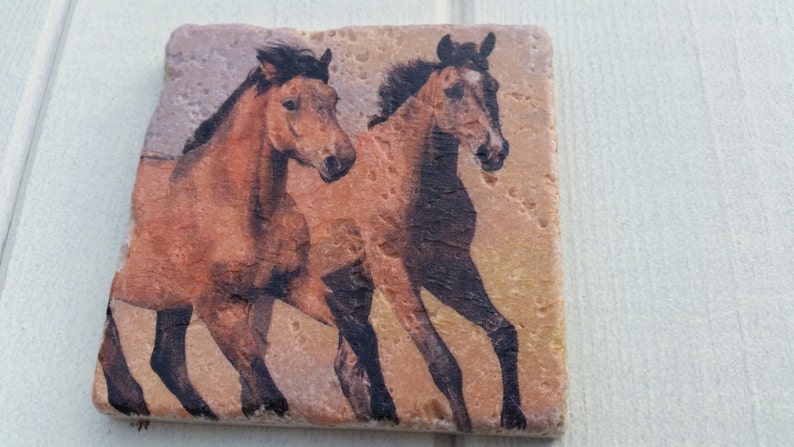 Horse Set of 4 Natural Stone Coasters image 3