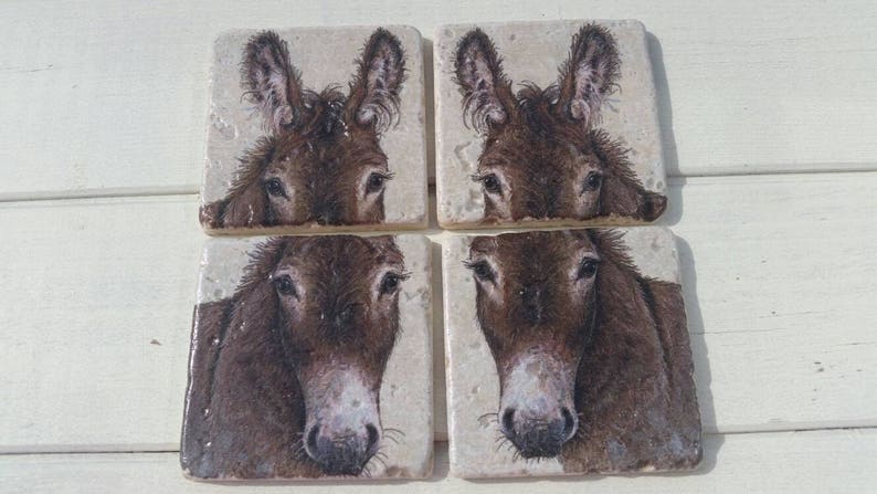 Donkeys Set of 4 Tea Coffee Beer Coasters image 1