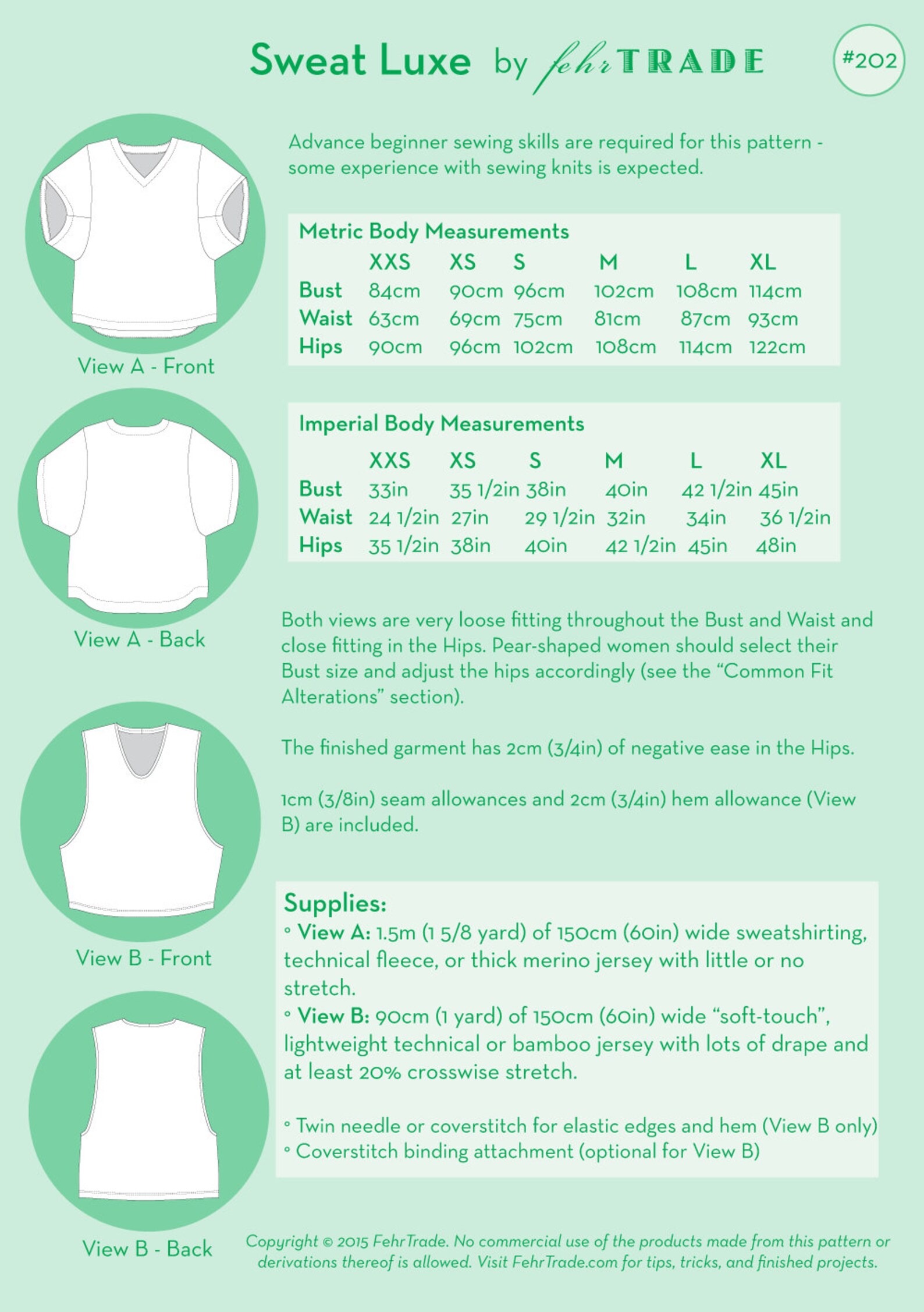Sweat Luxe - PDF Sewing Pattern for Exercise Wear - Short Sleeved ...