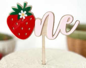 Strawberry Cake Topper | Berry First Birthday | Sweet One Strawberry Birthday Topper | Strawberry Wood Cake Topper