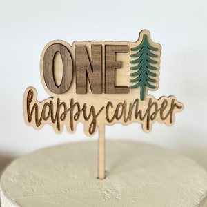 One Happy Camper Cake Topper Wood 1st Birthday Cake Topper Camping ...