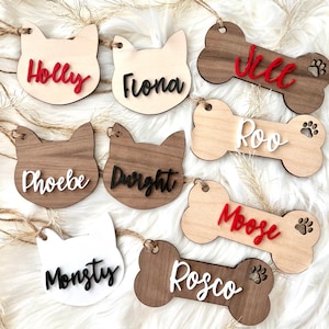 Personalized Dog Bone Cat ornament Stocking tag | Custom Dog Cat Family Stocking Tags | Pet Christmas Stocking Birthday gift Tag