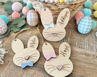 Easter Basket Tag | Easter Basket Name Tag |  Custom Easter Bunny Basket Tag | Personalized Easter Basket Tag | Wood Easter Rabbit Basket