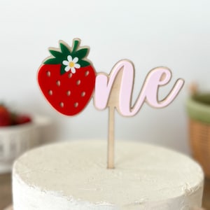 Strawberry Cake Topper | Berry First Birthday | Sweet One Strawberry Birthday Topper | Strawberry Wood Cake Topper