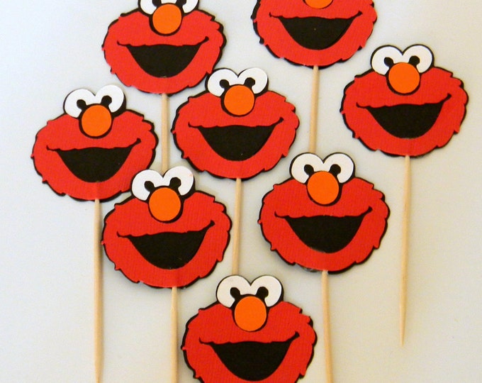 Elmo Cupcake Toppers Set of 12 Etsy