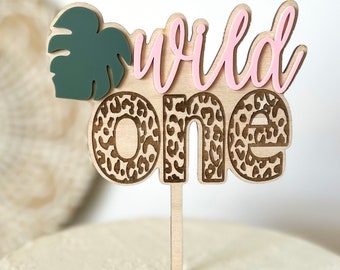 WILD One Cake Topper | Wood Wild One Cake Topper  |  Pink Leopard Cake Topper | Wild One First Birthday