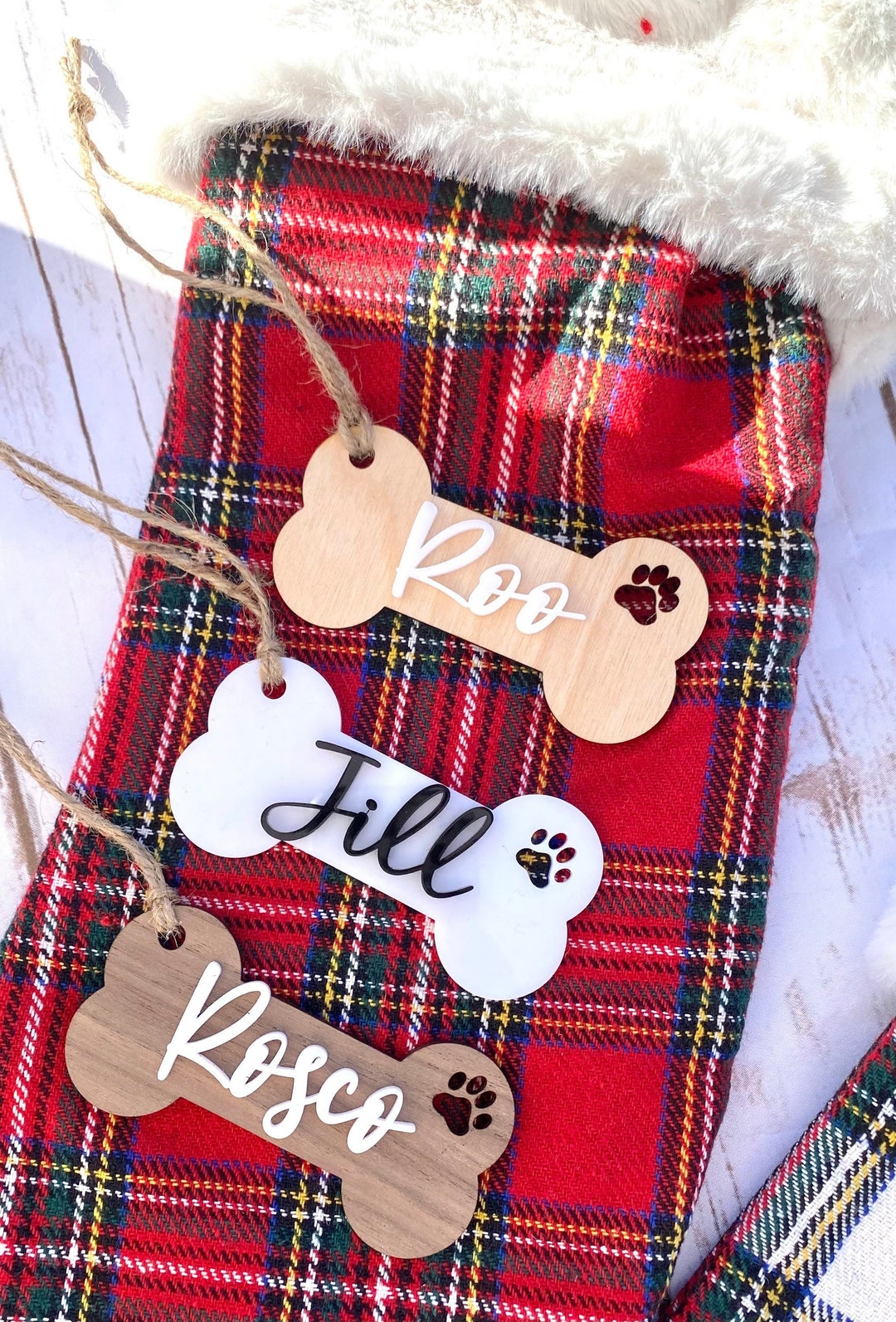Dog Bone Pet Ornament Gift Tag Custom Dog Birthday Gift Tag Family