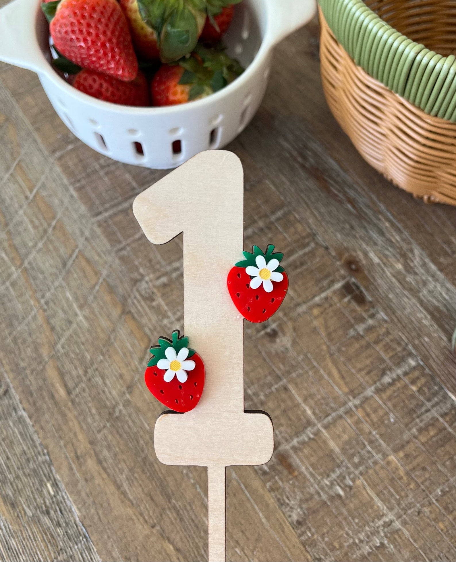 Berry First Birthday Cake Topper | Sweet One Strawberry Birthday Topper ...
