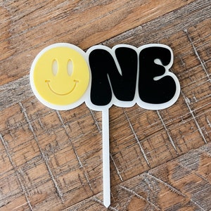 ONE Happy Dude Cake Topper | One Cool Dude Topper | Smiley Face Cake Topper | First Birthday Cake Topper | One Cake Topper Dude