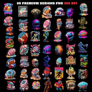 Football Drip PNG Bundle: Sports Sublimation Designs (Digital Download