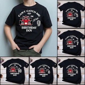Race Car Birthday Boy PNG – Can’t Catch Me Kids Birthday Design for 2nd-10th, Racing Car Party Sublimation, Fast Birthday Shirt Clipart