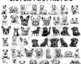 Dog SVG Bundle: 60 Dog Silhouette Designs (Instant Download