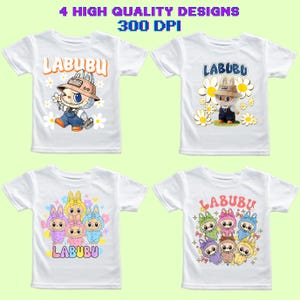 4 Labubu High Quality PNG Designs – Monster Labubu Digital Art for Sublimation – Labubu PNG - PNG Instant Download Character Clipart
