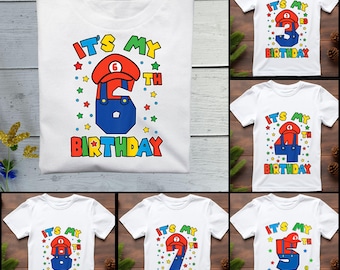 Mario Birthday PNG: Custom Gamer 3-12 age Design  (Digital Download)