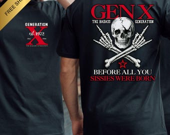 Personalisierbares Gen X T-Shirt: Retro Badass Design, Unisex Fit