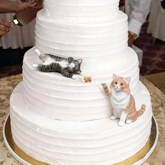 Custom Cat Wedding Cake Topper: Handcrafted Polymer Clay Pet Sculpture,Personalized dog Wedding Cake Topper,Birthday gift,Anniversary gift.