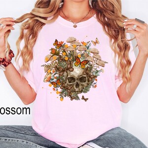 Comfort Colors® Retro Frog And Mushroom Shirt, Halloween Mushroom Skull Shirt, Hippie Shirt, Plant Shirt, Nature T-shirt,Vintage Plant Shirt
