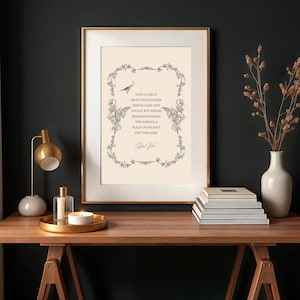 Helen Keller Quote | Love is like a beautiful flower | Vintage & Elegant Wall Print | Beautiful Quote Poster | Living Room Wall Decor