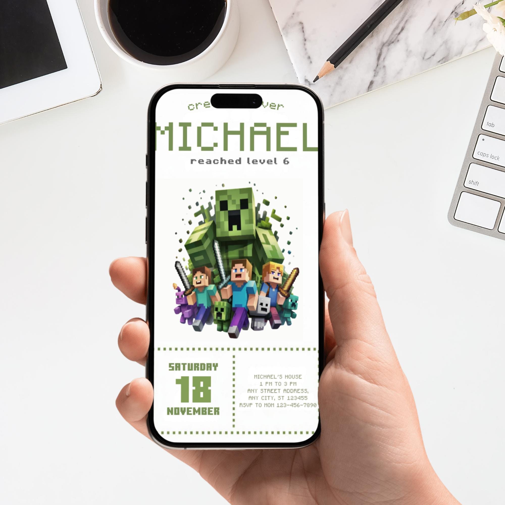 Minecrafter Birthday Invitations
