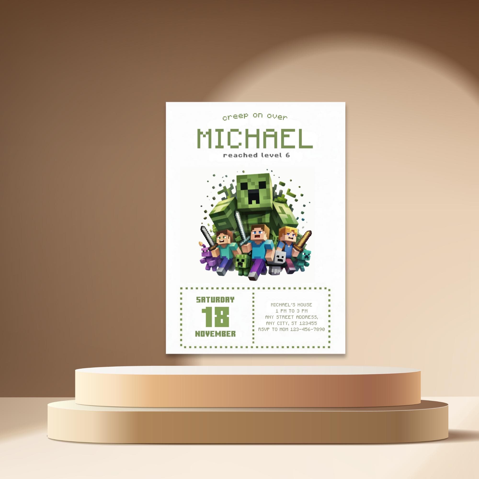 Minecrafter Birthday Invitations