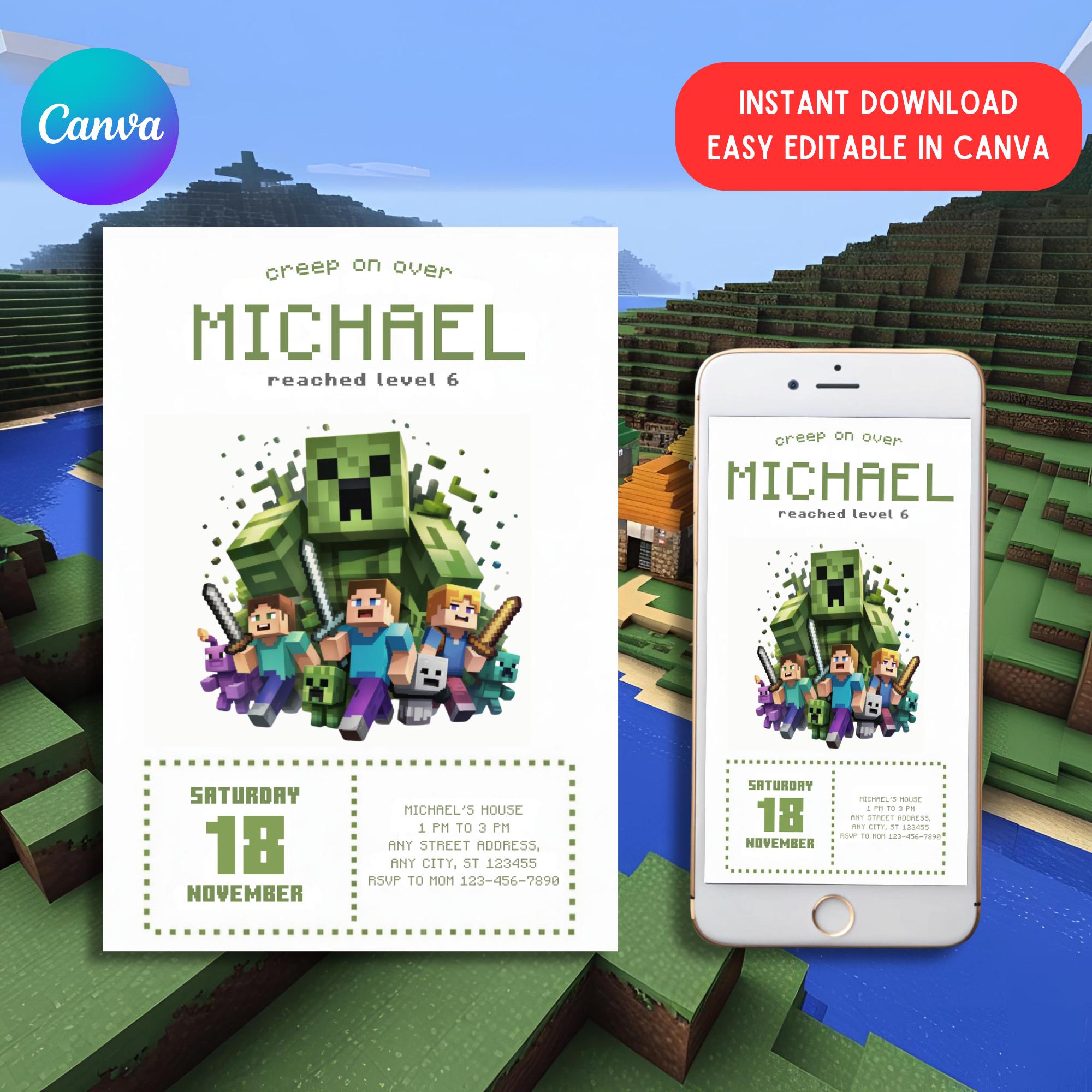 Minecrafter Birthday Invitations