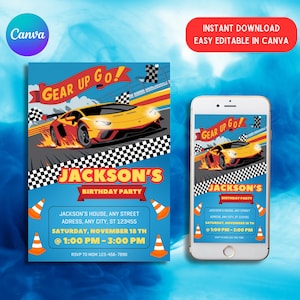 Editable Hot Cars Invitation, Hot Wheels Invitation, Hot Race Cars Birthday Template, Hot Wheels Template, Editable Kids Birthday Invitation