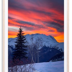 Vista aérea Alpe d'Huez - Pôr do sol vermelho | Impressão fotográfica