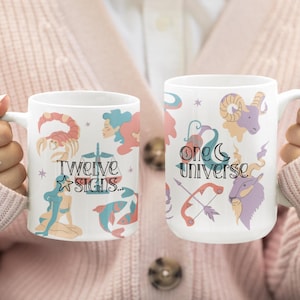 Celestial Zodiac Mug with Custom Name – Astrology Enthusiast Gift – Personalized Coffee Cup for Horoscope Fans