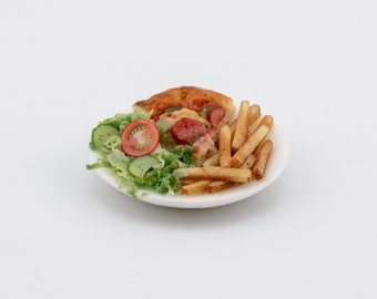 dollhouse miniature food pizza and fries meal