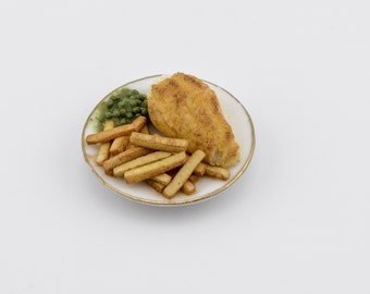 dollhouse miniature food fish and chips meal