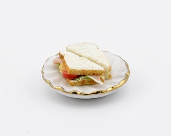 dollhouse miniature ham and cheese salad sandwich