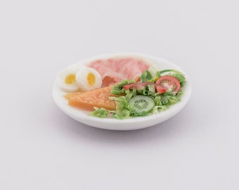 1/12 scale dollhouse ham and egg salad meal