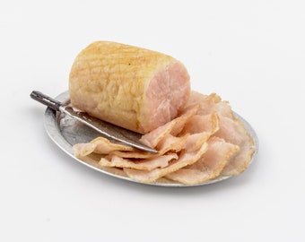 1/12 scale dollhouse partly sliced  boiled ham joint (B)