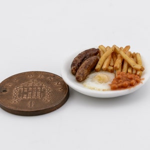 dollhouse miniature food sausage egg and fries meal image 2