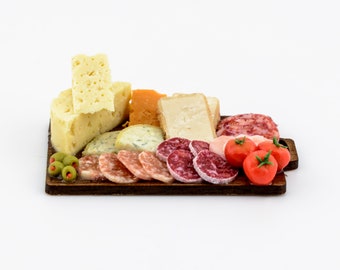 1/12 scale dollhouse deli meat and  cheese board (a)