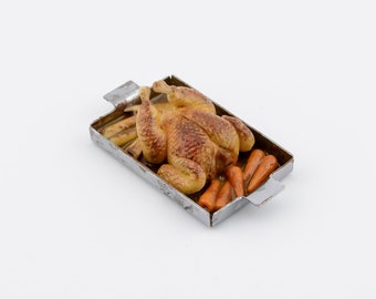 1/12 scale dollhouse food oven roast chicken with veg