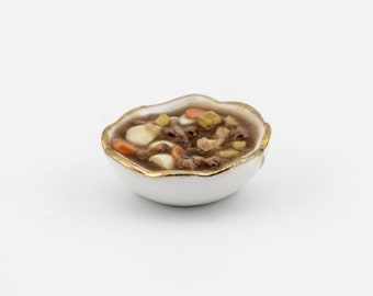 dollhouse miniature food bowl of beef stew