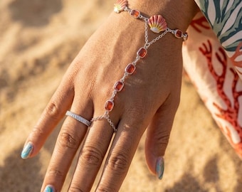 Pulsera de dedo hecha a mano con concha