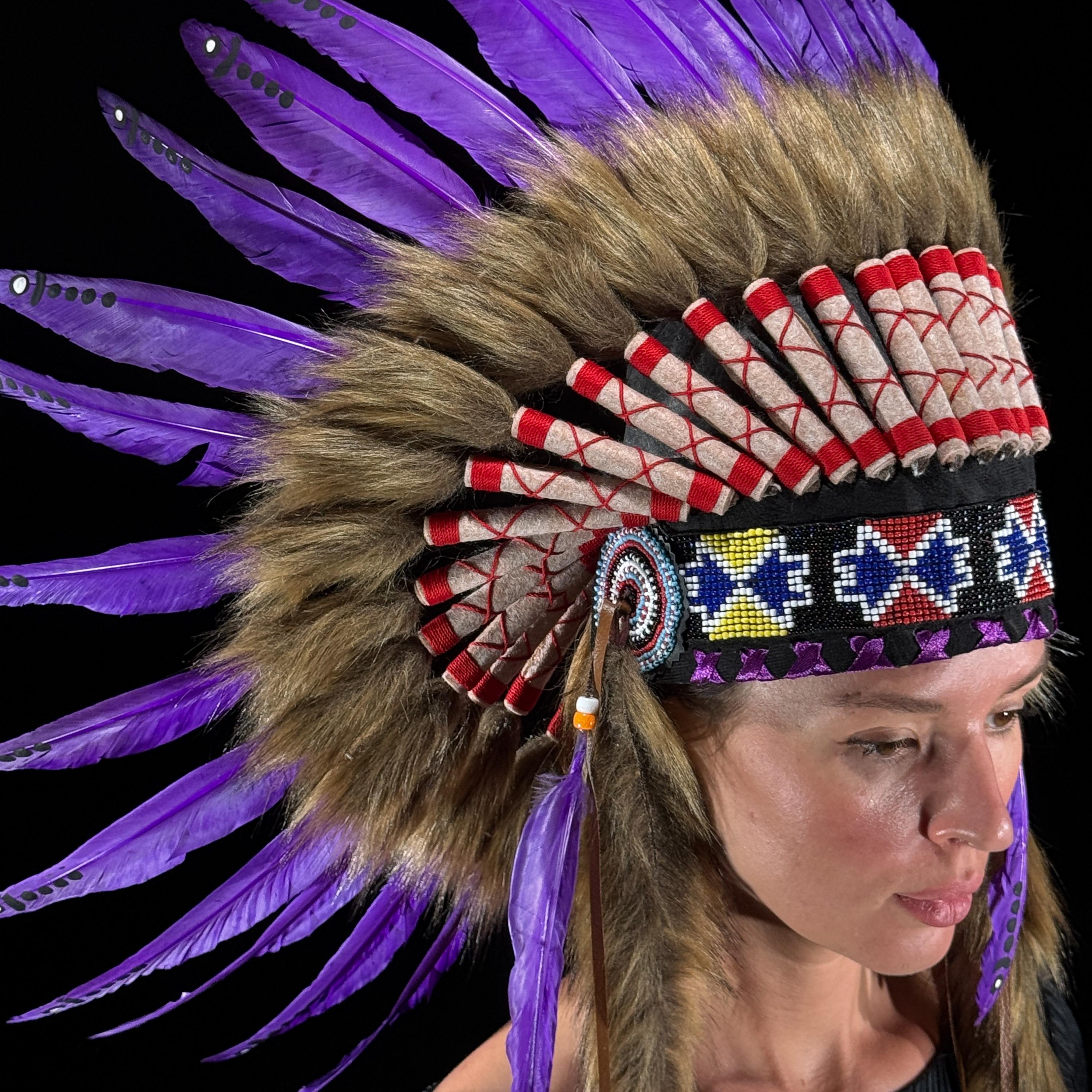 Purple Indian headdress Purple - Indian Chief Profile General Mascot| Sign Swag USA main image 4