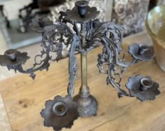 Antique Brass Candelabras – Ornate Multi-Arm Candle Holders, European Classical Decor