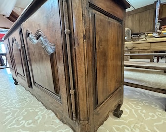 Antique 3‑Door Buffet | Carved Wood Sideboard | Rustic European Cabinet | Old World Storage Furniture